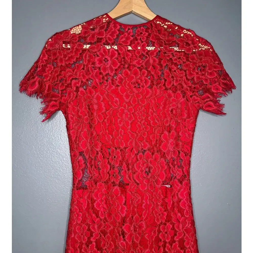Alexis Red Lace Midi Dress - Picture 5 of 9